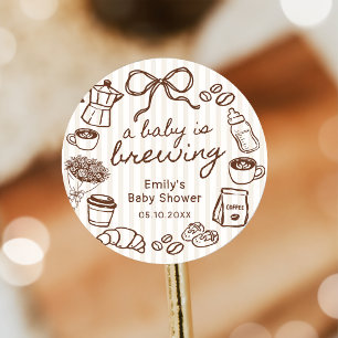 A Baby is Brewing Coffee Baby Shower Sticker