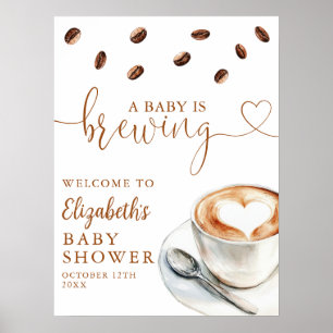 A Baby Is Brewing Coffee Baby Shower Welcome Poster