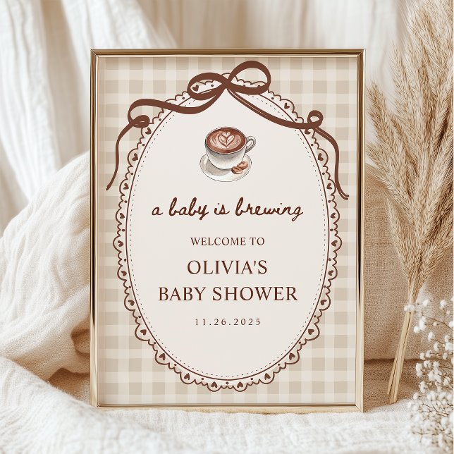 A Baby is Brewing Coffee Baby Shower Welcome Poster (Creator Uploaded)