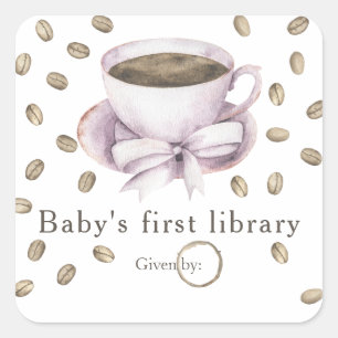 A baby is brewing coffee - baby's first library square sticker
