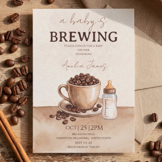 A Baby is Brewing Coffee Bean Baby Shower Invitati Invitation