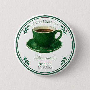 A Baby Is Brewing Coffee Cup Baby Shower 6 Cm Round Badge