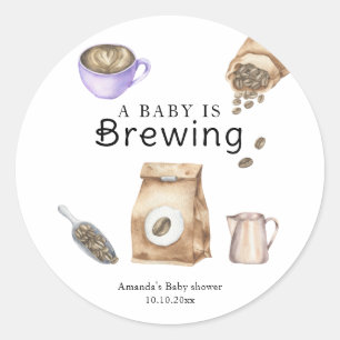 A Baby Is Brewing Coffee Cup Baby Shower Classic Round Sticker