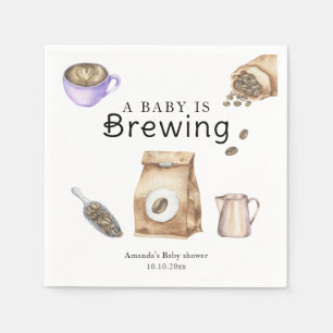 A Baby Is Brewing Coffee Cup Baby Shower Napkin