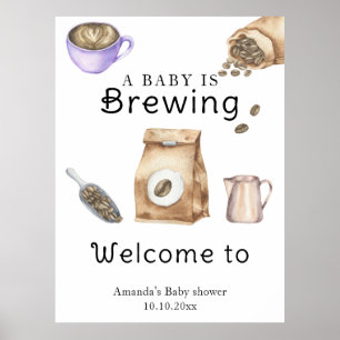 A Baby Is Brewing Coffee Cup Baby Shower Poster