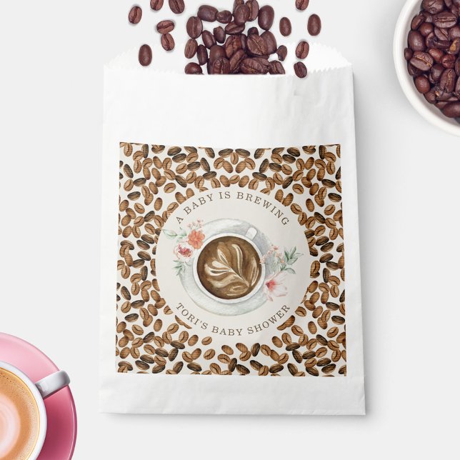 A Baby Is Brewing Coffee Floral Baby Shower Napkin Favour Bags (Creator Uploaded)