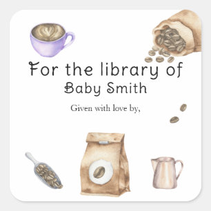 A baby is brewing coffee - for the library of square sticker