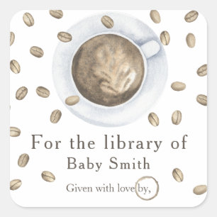 A baby is brewing coffee - for the library of square sticker