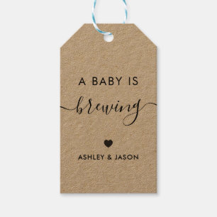 A Baby is Brewing, Coffee Gift Tag, Kraft Tags