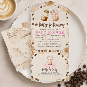 A Baby is Brewing Coffee Girl Baby Shower All In One Invitation