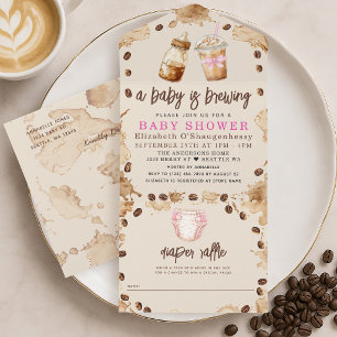 A Baby is Brewing Coffee Girl Baby Shower All In One Invitation