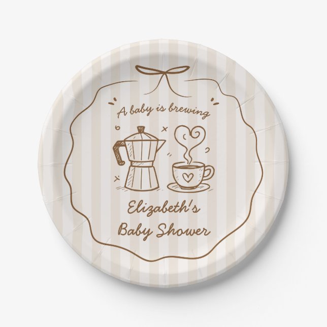 A Baby Is Brewing Coffee Paper Plate (Front)