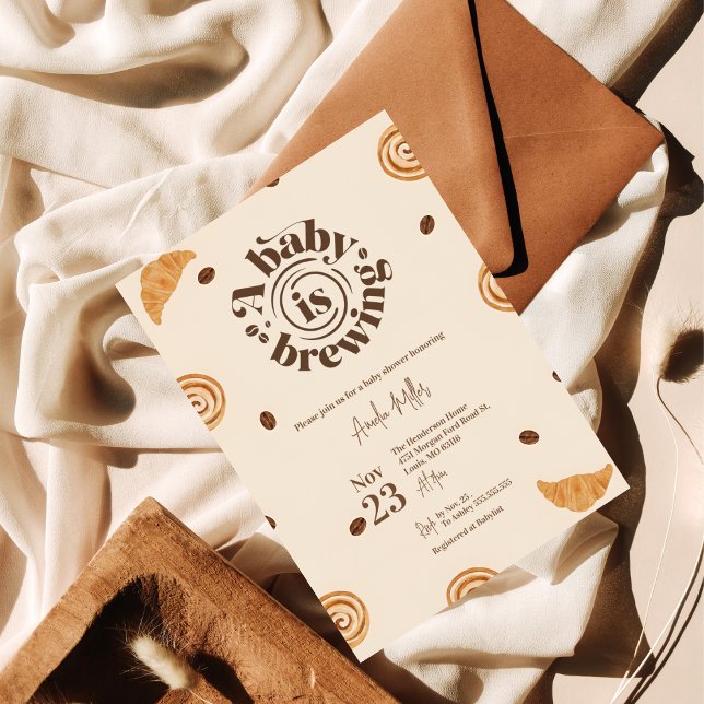 A Baby is Brewing | Coffee & Pastry Baby Shower Invitation (Creator Uploaded)