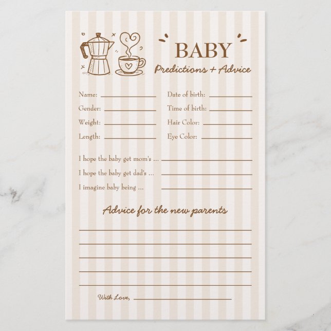 A Baby Is Brewing Coffee Predictions and Advice (Front)