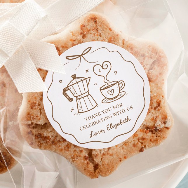 A Baby Is Brewing Coffee Thank You Classic Round Sticker (Creator Uploaded)