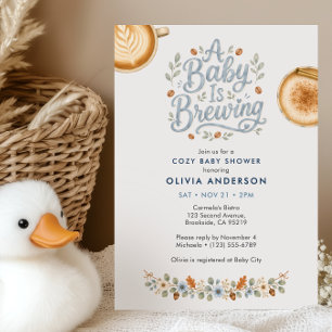 A Baby is Brewing Coffee Theme Baby Shower Invitation