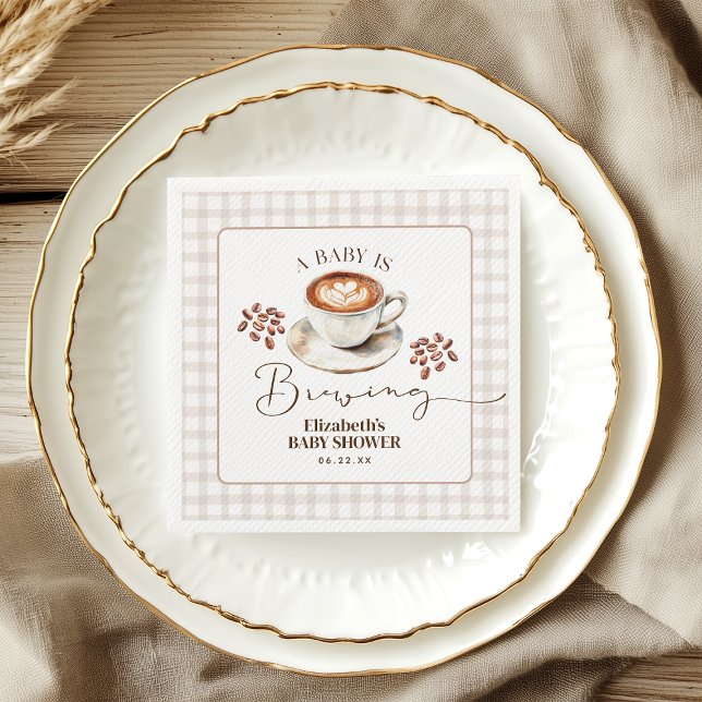 A Baby is Brewing Coffee Theme Baby Shower Napkin (A Baby is Brewing Coffee Theme Baby Shower Napkins)