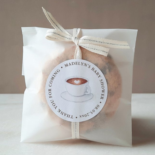 A Baby Is Brewing Coffee Theme Shower Favour Classic Round Sticker (Creator Uploaded)