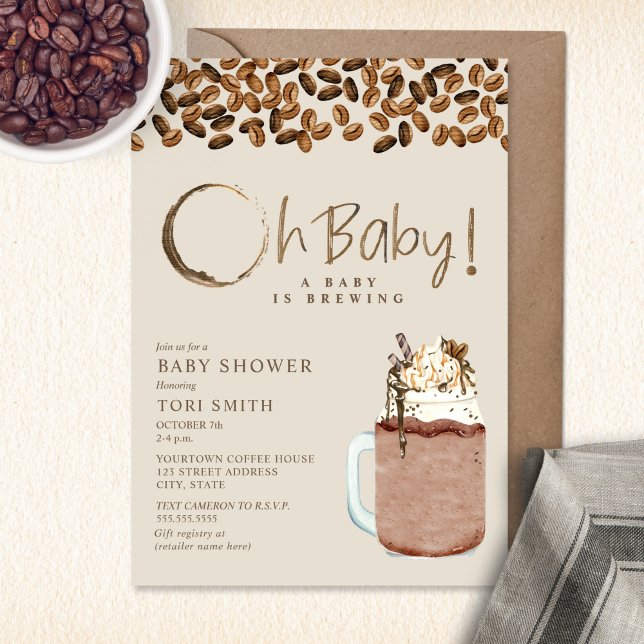 A Baby Is Brewing Cold Brew Coffee Oh Baby Shower  Invitation (Creator Uploaded)