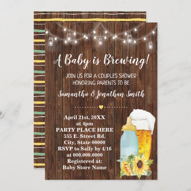 A Baby is brewing couples baby shower country chic Invitation (Front/Back)