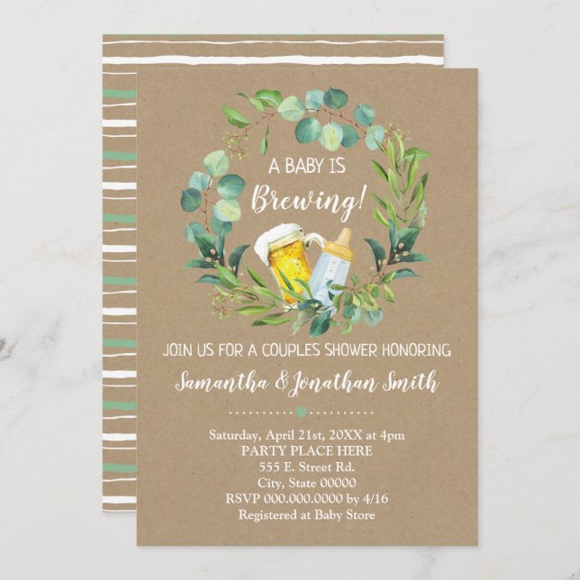 A Baby is brewing couples baby shower Invitation (Front/Back)