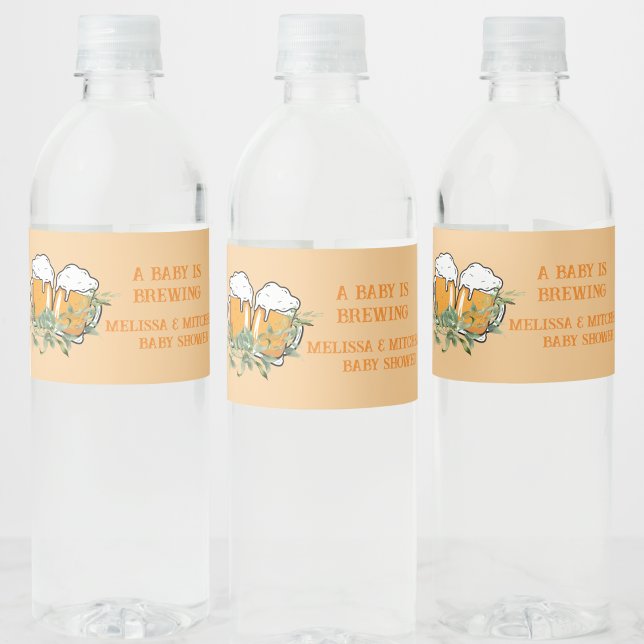 A baby is brewing couples baby shower  water bottle label (Creator Uploaded)