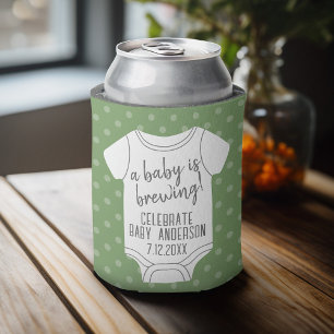A Baby is Brewing -- Couples Shower Can Edit Colou Can Cooler