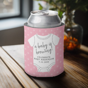 A Baby is Brewing -- Couples Shower Can Edit Colou Cooler
