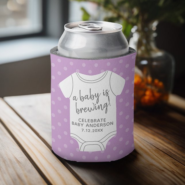A Baby is Brewing -- Couples Shower Can Edit Colou Cooler (Baby Shower Favor - Personalized Can Cooler for a Couple's Shower - A Baby is Brewing)