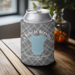 A Baby is Brewing - Couples Shower Favour Blue Boy Can Cooler
