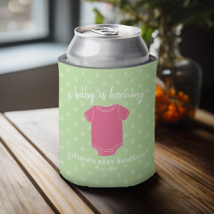 A Baby is Brewing - Couples Shower Favour Pink Gir Can Cooler