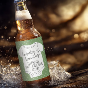 A Baby is Brewing -- Couples Shower - Green Beer Bottle Label