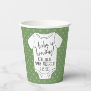 A Baby is Brewing -- Couples Shower - Green Paper Cups