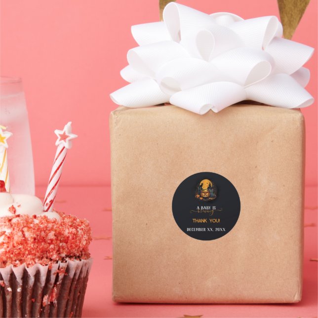 A Baby Is Brewing Cute Halloween Baby Shower Classic Round Sticker (Party)