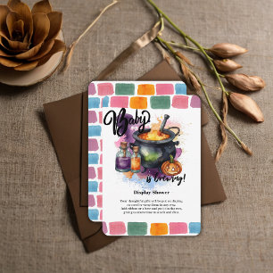 A Baby Is Brewing Cute Halloween Baby Shower Enclosure Card
