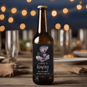 A Baby Is Brewing Cute Halloween Baby Shower Favou Beer Bottle Label