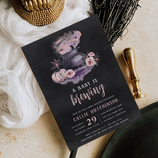 A Baby Is Brewing | Cute Halloween Baby Shower Invitation (Creator Uploaded)