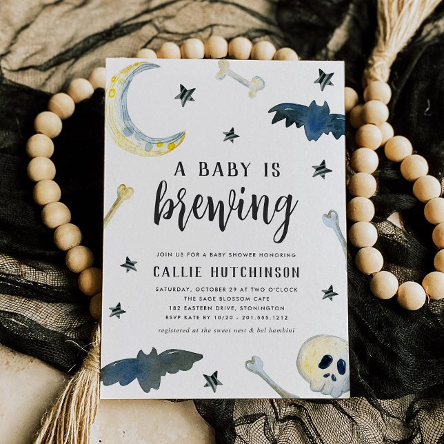 A Baby Is Brewing | Cute Halloween Baby Shower Invitation (Creator Uploaded)
