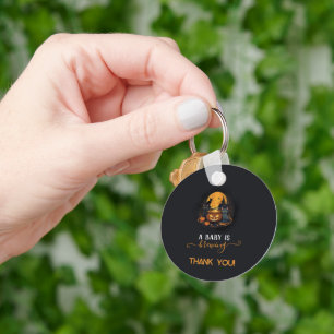A Baby Is Brewing Cute Halloween Baby Shower Key Ring