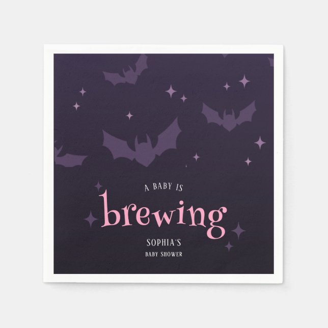 A Baby Is Brewing Cute Halloween Baby Shower Napkin (Front)