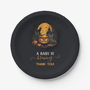 A Baby Is Brewing Cute Halloween Baby Shower Paper Plate