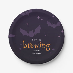 A Baby Is Brewing Cute Spooky Baby Shower  Paper Plate
