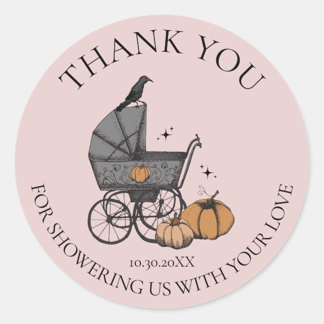 A Baby is Brewing Fall Baby Shower Thank You Classic Round Sticker (Front)