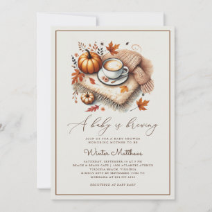 A Baby is Brewing Fall Coffee Baby Shower Invitation