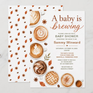 A Baby Is Brewing Fall Coffee Baby Shower Invitation