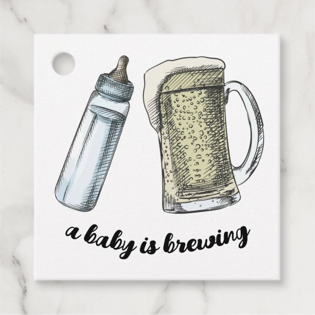 A Baby is Brewing Favour Tags (Front)