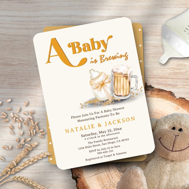  A Baby is Brewing Gender Neutral Coed Baby Shower Invitation (A Baby is Brewing Gender Neutral Coed Baby Shower Invitation )