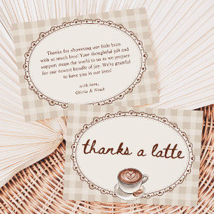 A Baby is Brewing Gingham Coffee Baby Shower Thank You Card