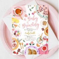 A Baby is Brewing Girl Pink Tea Party Baby Shower