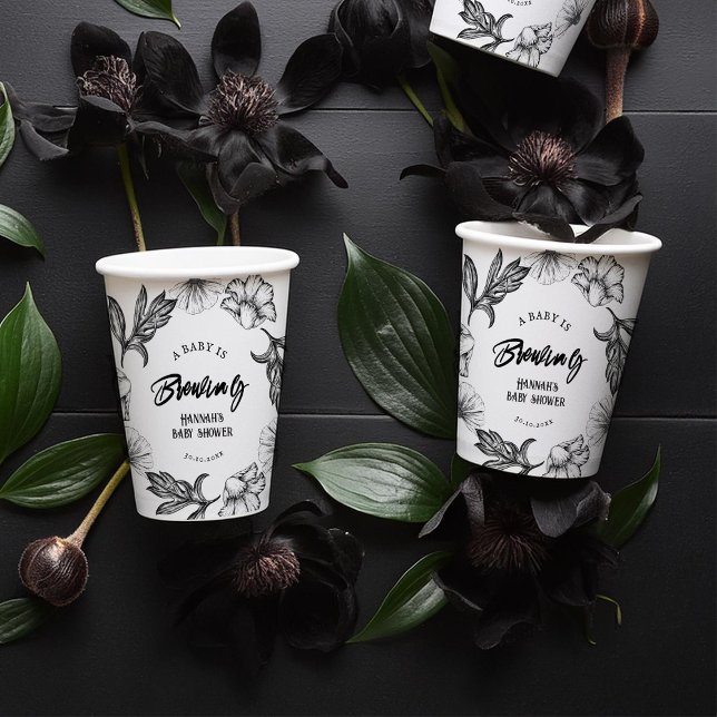 A baby is brewing Gothic Flower tattoo Baby Shower Paper Cups (Creator Uploaded)